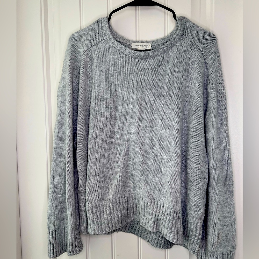Light heather gray over sized sweater